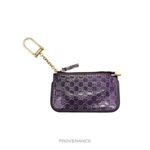 🔴 Gucci Key Pouch Cles - GG MicroGuccissima Patent Purple